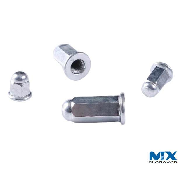Tuercas con brida hexagonal de acero inoxidable con cabeza domo soldada