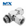 Accesorios de adaptador de acoplamiento de conector de tubo de asiento cónico métrico hidráulico de acero inoxidable de 90 grados