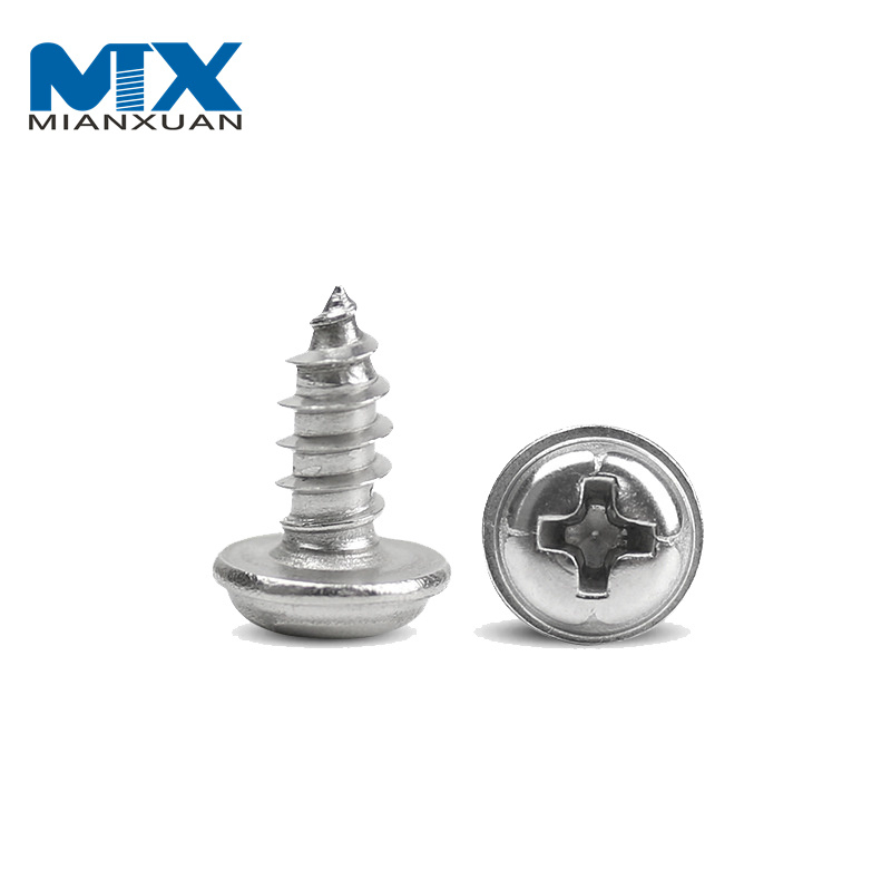 M1.4 M1.7 M2 M2.6 M3 M4 DIN968 304 cabeza redonda Phillips cruzada de acero inoxidable con cuello de arandela tornillo autorroscante de madera