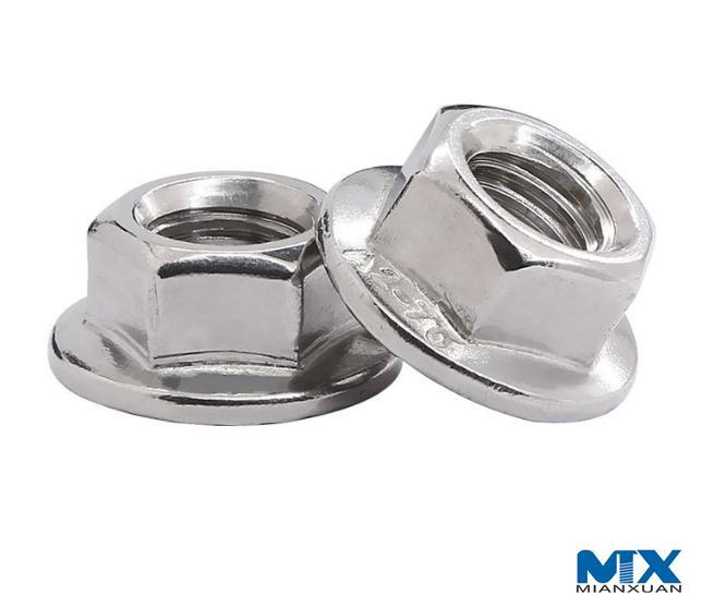 Tuercas hexagonales de acero inoxidable con brida Serie en pulgadas