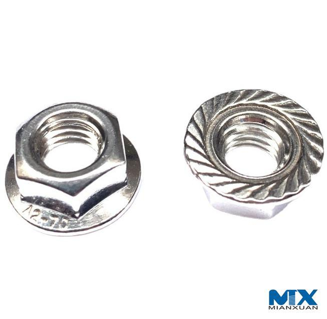 Tuercas hexagonales de acero inoxidable con brida Serie en pulgadas