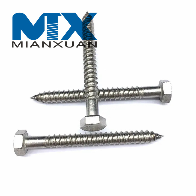 Tornillo para madera Cabeza hexagonal de acero al carbono galvanizado