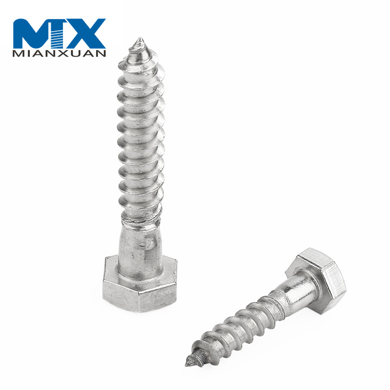 Tornillo para madera con cabeza hexagonal DIN571 Tornillo para muebles Tornillos de cabeza hexagonal con medio hilo