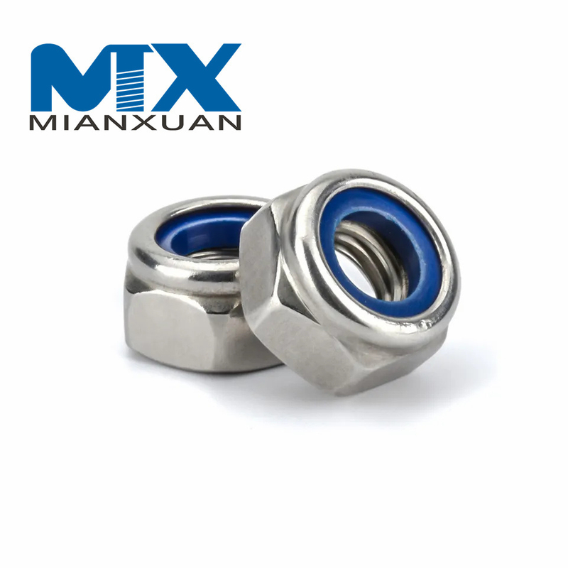Tuerca hexagonal de acero inoxidable Tuerca de seguridad de nailon engrosada Tuerca Nylock