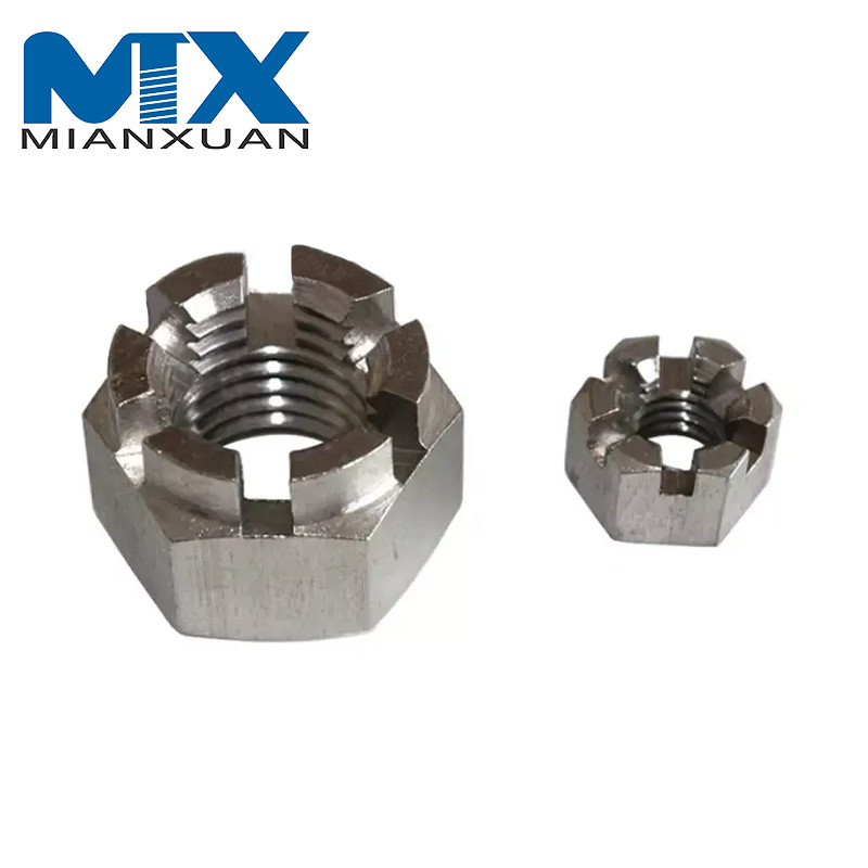 Tuerca ranurada hexagonal de acero inoxidable DIN935