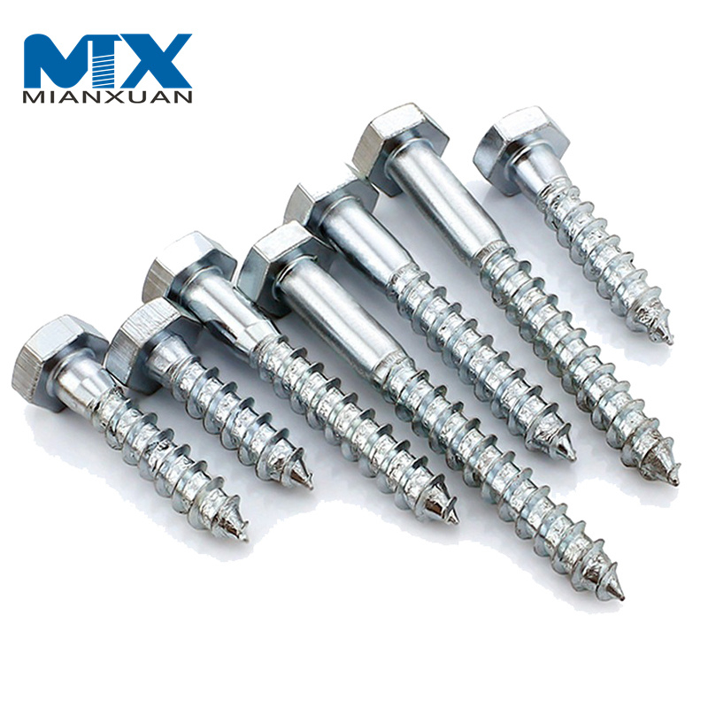 Tornillo para madera con cabeza hexagonal DIN571 Tornillo para muebles Tornillos de cabeza hexagonal con medio hilo
