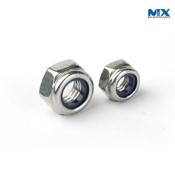 Tuercas hexagonales de acero inoxidable con inserto de nailon tipo Ne