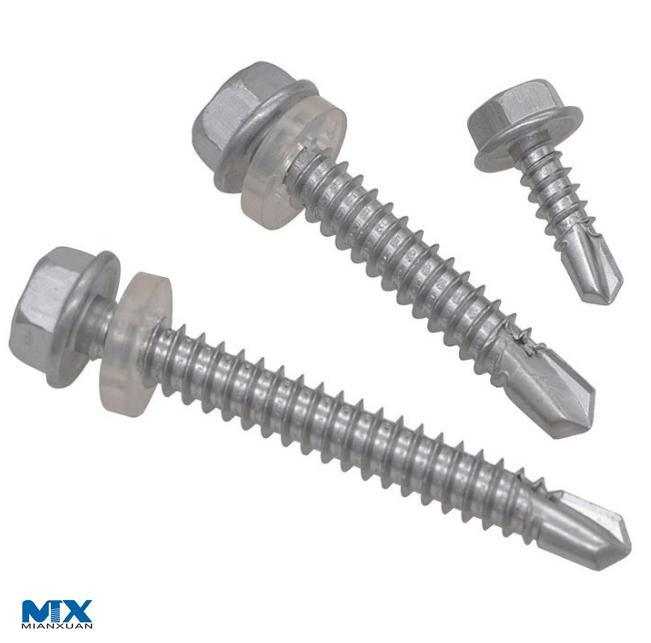 Tornillos perforadores de cabeza hexagonal con rosca roscadora con collar
