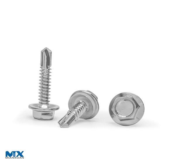 Tornillos perforadores de cabeza hexagonal con rosca roscadora con collar