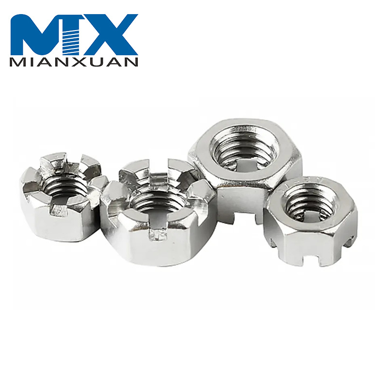 Tuerca ranurada hexagonal de acero inoxidable DIN935