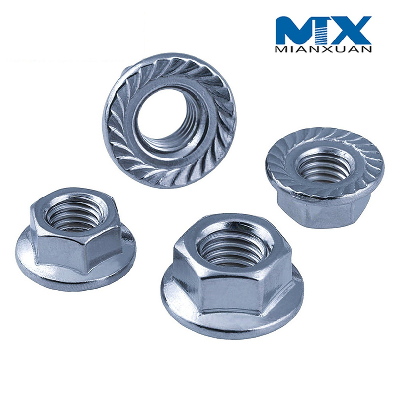 Brida de tuerca de seguridad hexagonal DIN6923 con moleteado sin moleteado