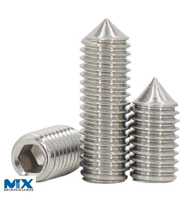 Tornillos de fijación de cabeza hexagonal con punta cónica