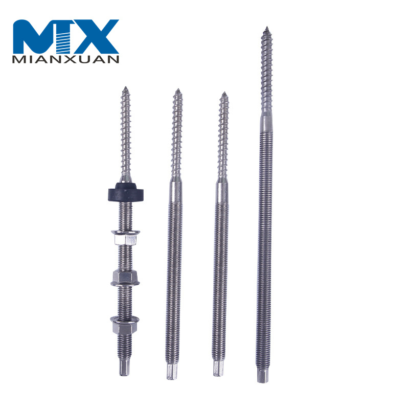M10X200mm SS304 Techo de metal Sistema fotovoltaico Tornillo de pasador Perno de suspensión galvanizado de doble cabeza para montaje solar