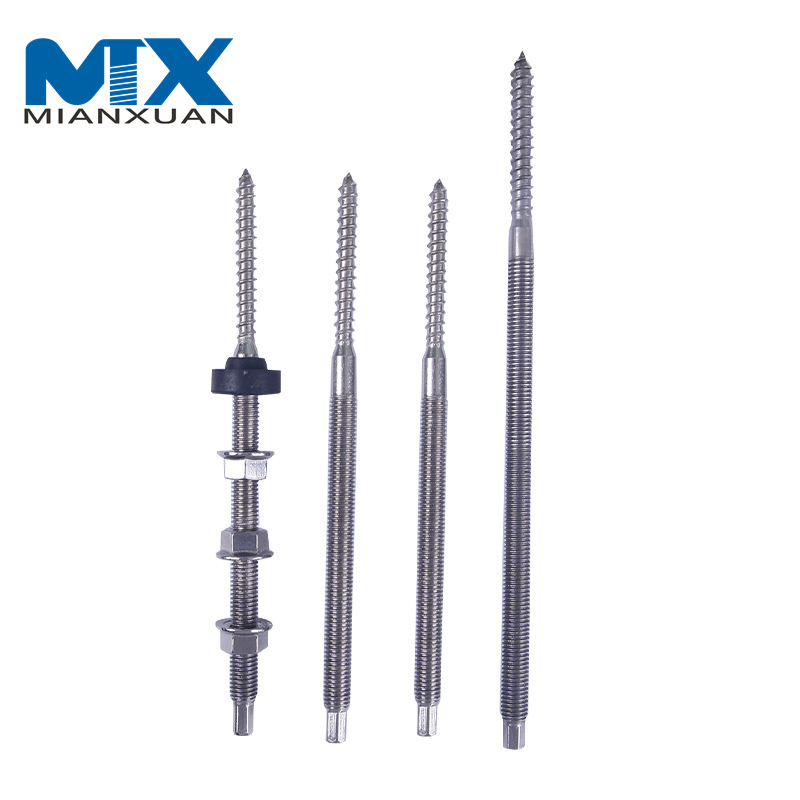 M10X200mm SS304 Techo de metal Sistema fotovoltaico Tornillo de pasador Perno de suspensión galvanizado de doble cabeza para montaje solar