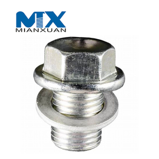 Tapón de drenaje de aceite magnético, instalación de tuberías, enchufe hexagonal, con cabezal para tornillos macho, negro