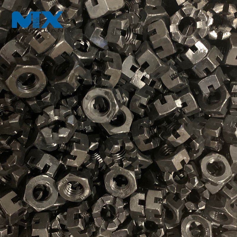 Tuerca de corona de castillo ranurada hexagonal de cabeza hexagonal con cerradura redonda ranurada DIN935 DIN937