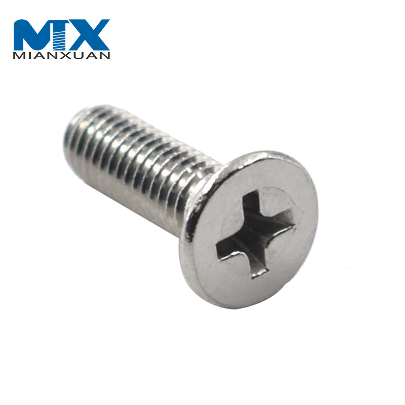 Tornillo de máquina de cabeza avellanada plana Phillips empotrado en cruz de acero inoxidable métrico personalizado DIN965 M2 M2.5 M3 M4 M5 M6 M7 M8