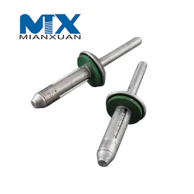 Remache de aluminio para montaje de bombilla triple con pliegue triple y arandela de goma