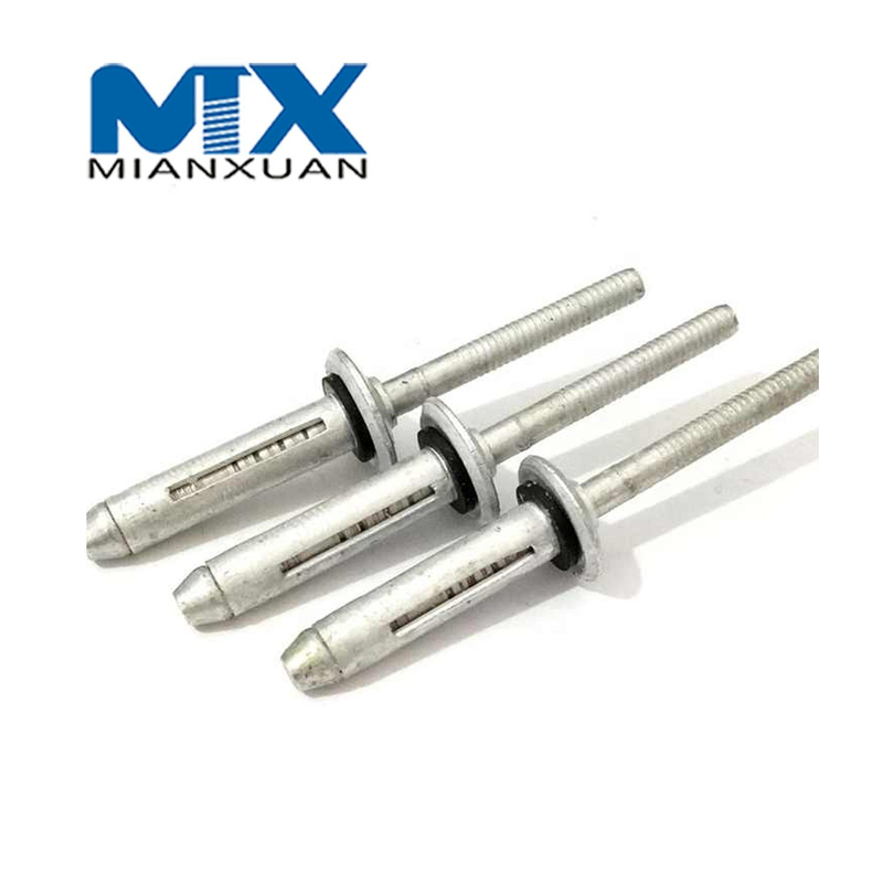 Remache de aluminio para montaje de bombilla triple con pliegue triple y arandela de goma