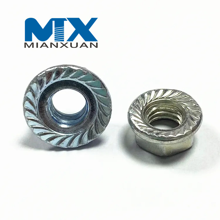 Nueces de brida serradas hexagonales DIN6923 galvanizadas azules de acero inoxidable