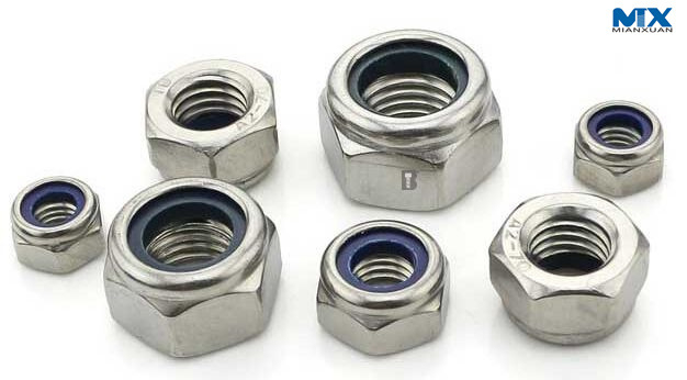 Tuercas hexagonales de acero al carbono con inserto de nailon para bloqueo