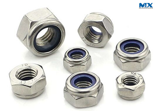 Tuercas hexagonales de acero al carbono con inserto de nailon para bloqueo