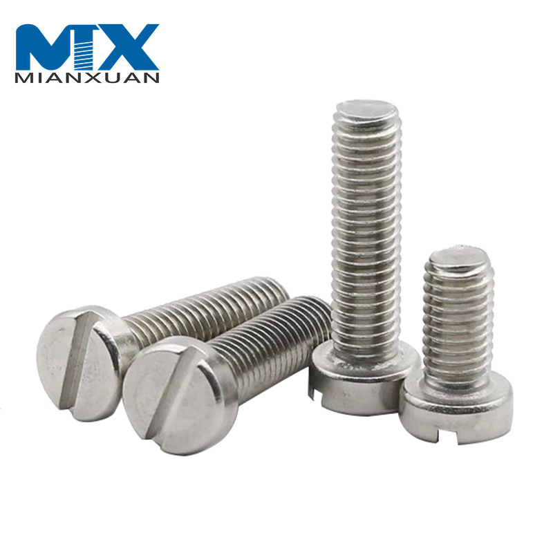 Tornillos de máquina para fabricar tornillos para paneles de yeso con cabeza plana de acero inoxidable ranurada DIN85 de cabeza redonda de alta calidad