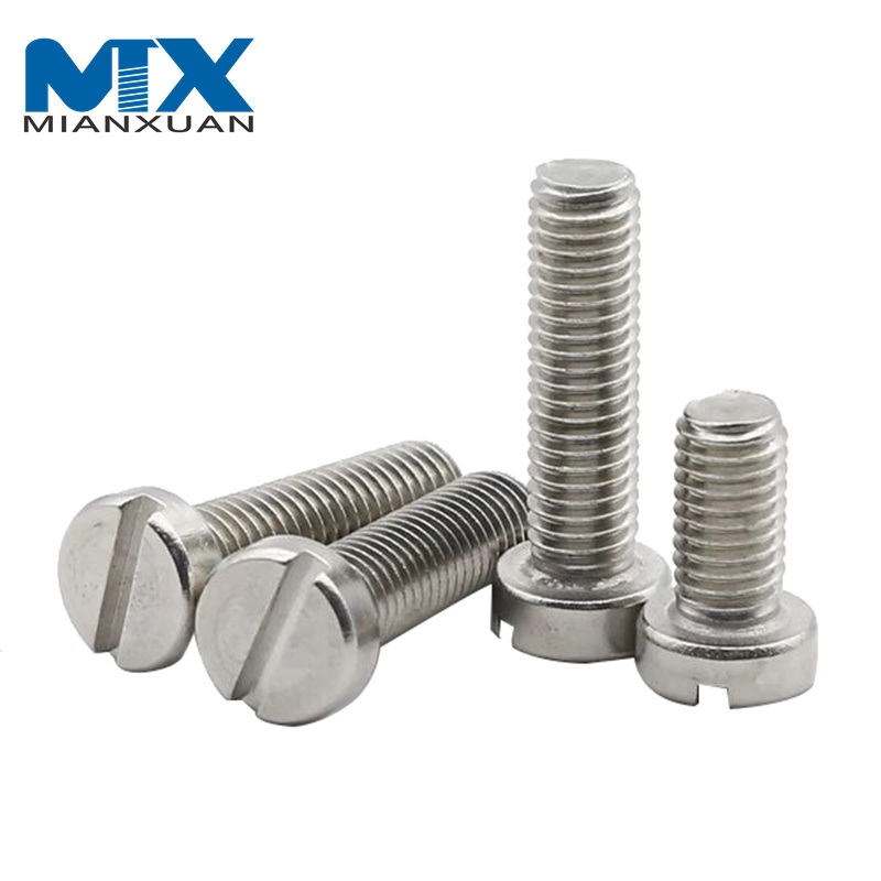 Tornillos de máquina para fabricar tornillos para paneles de yeso con cabeza plana de acero inoxidable ranurada DIN85 de cabeza redonda de alta calidad