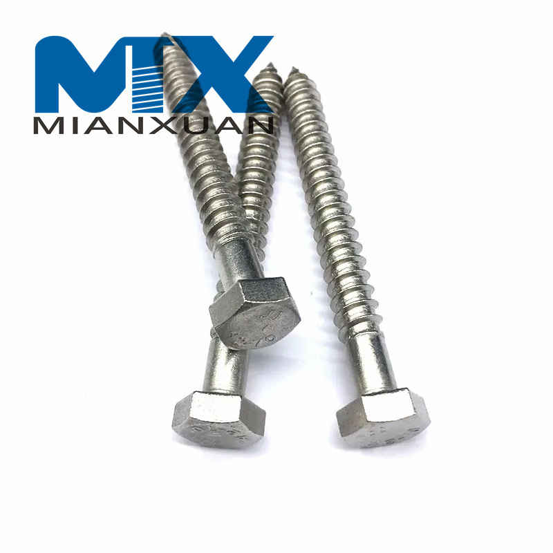 Tornillos para madera con tornillo de cabeza hexagonal de acero inoxidable