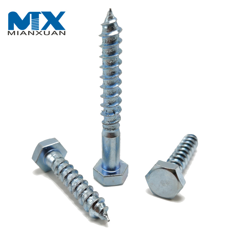 Tornillo para madera con cabeza hexagonal DIN571 Tornillo para muebles Tornillos de cabeza hexagonal con medio hilo