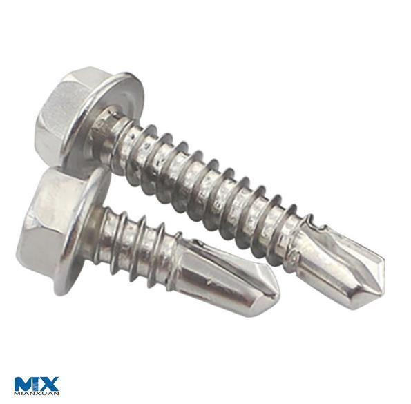 Tornillos perforadores de cabeza hexagonal con rosca roscadora con collar