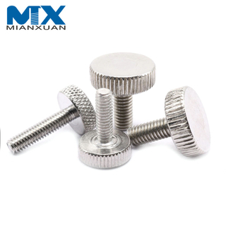 DIN653 SS304 Tornillos de pulgar finos moleteados Tornillo de rosca completa