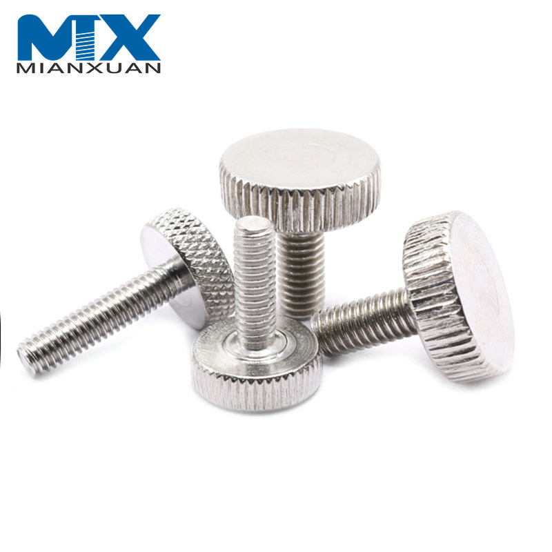 DIN653 SS304 Tornillos de pulgar finos moleteados Tornillo de rosca completa