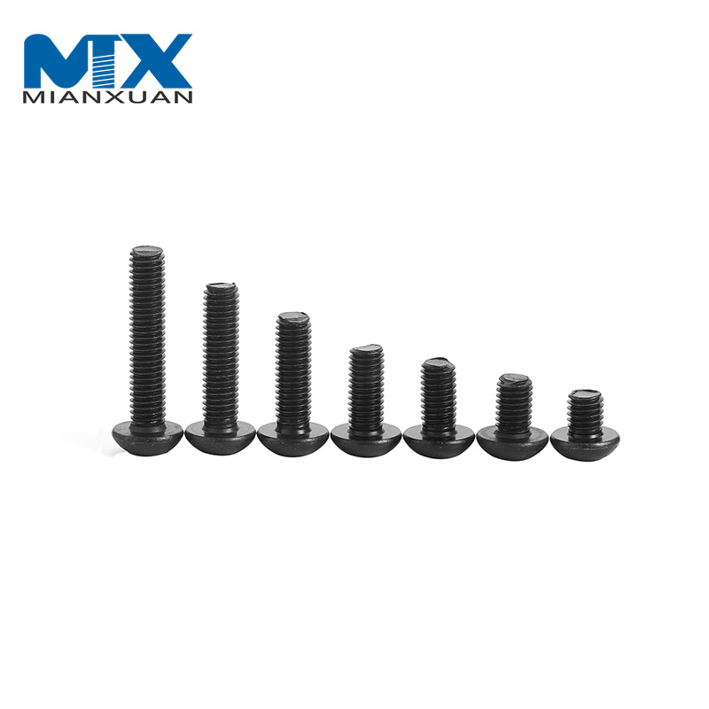 Tornillo de cabeza de botón hexagonal redondo de óxido negro M2-M16 de grado métrico 10,9 ISO7380-1