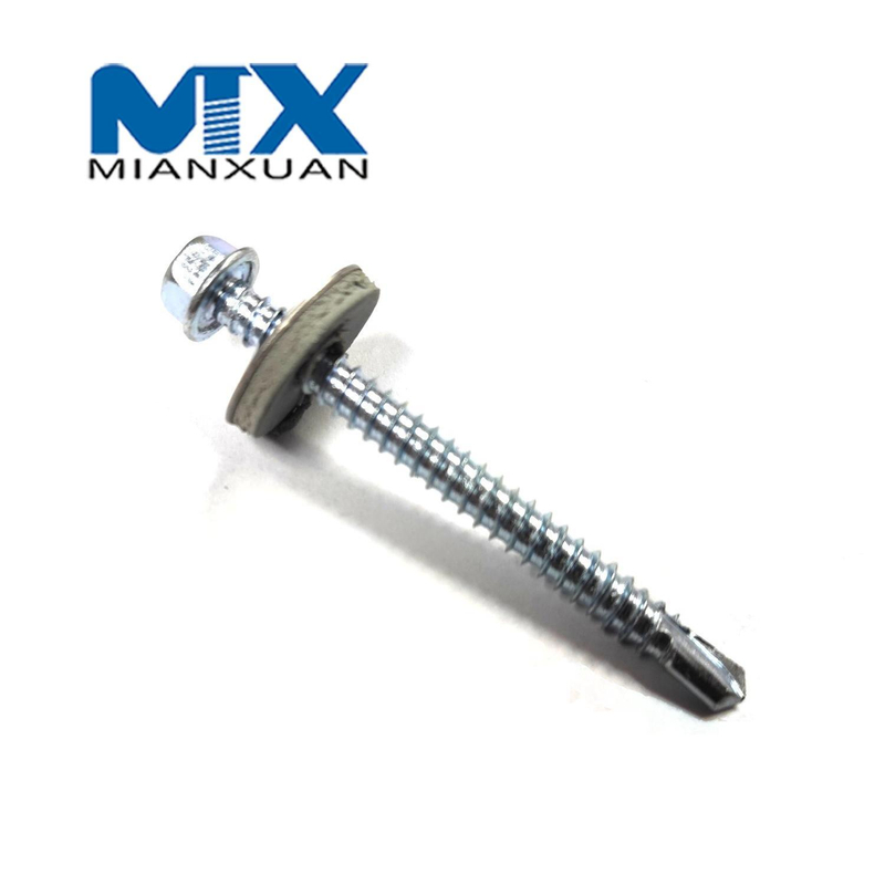 Tornillos autorroscantes bimetálicos hexagonales HD (SS304+CS) endurecidos, arandela EPDM