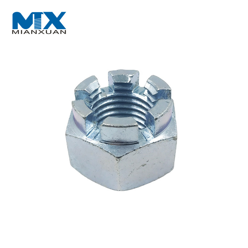DIN935 Tuerca almenada / ranurada hexagonal de zinc de todos los tamaños DIN937