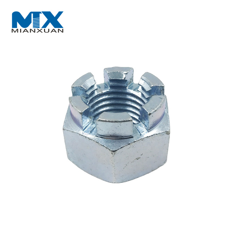DIN935 Tuerca almenada / ranurada hexagonal de zinc de todos los tamaños DIN937