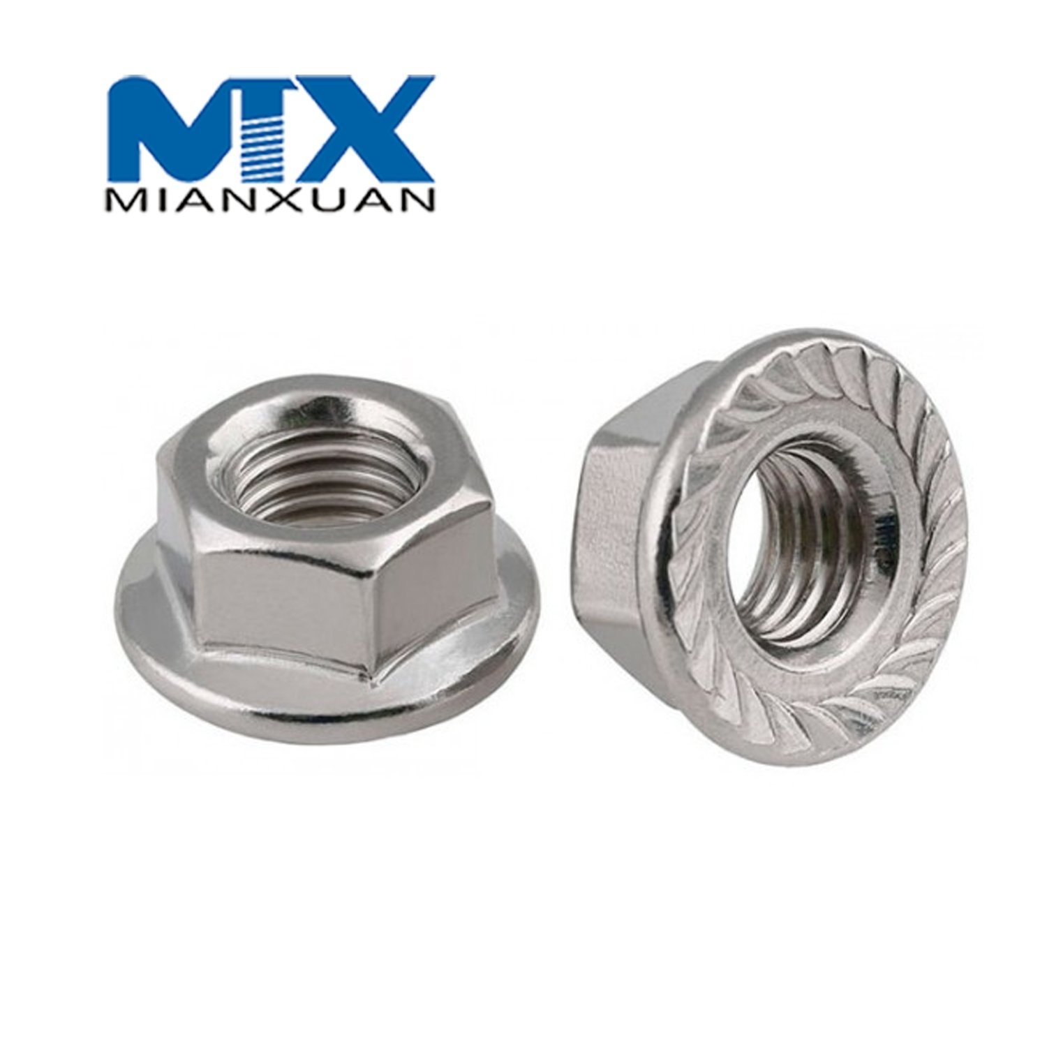 Brida de tuerca de seguridad hexagonal DIN6923 con moleteado sin moleteado