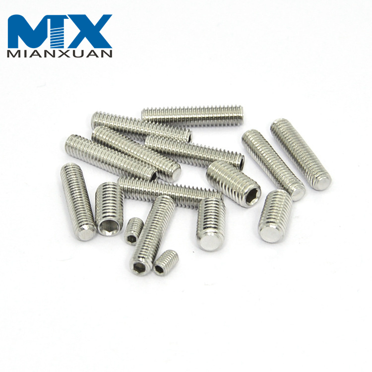 Juego de tornillos sin cabeza hexagonales de rosca negra de alta resistencia, tornillos de punta plana, tornillo de fijación con conector hexagonal negro DIN913