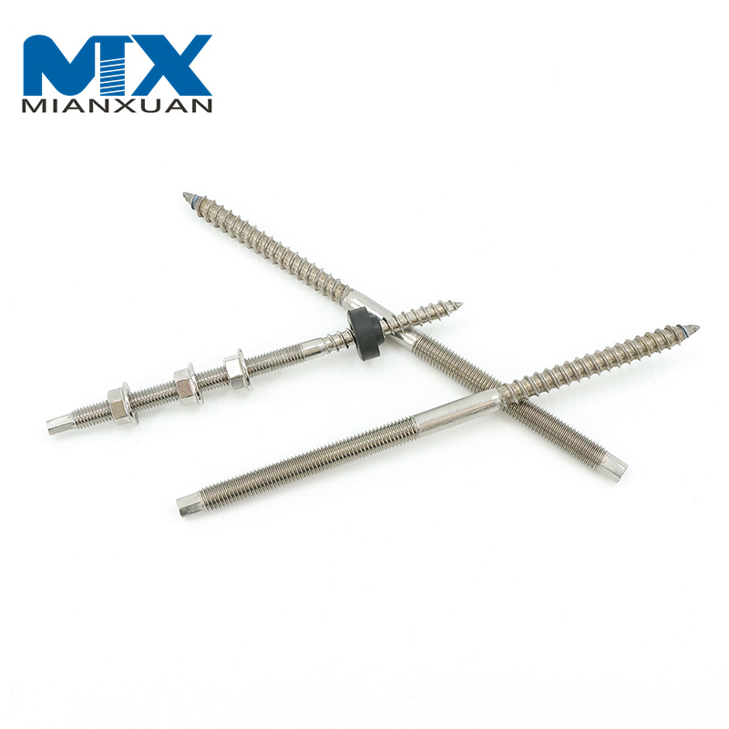 M10X200mm SS304 Techo de metal Sistema fotovoltaico Tornillo de pasador Perno de suspensión galvanizado de doble cabeza para montaje solar