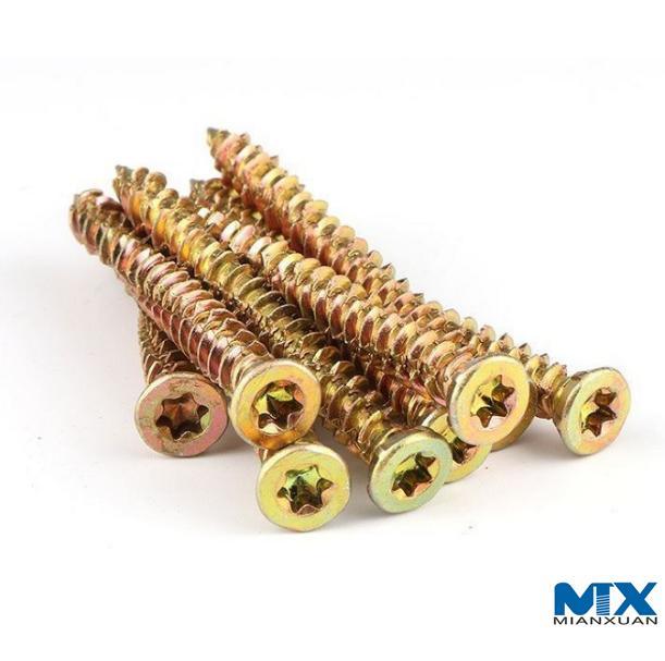 Tornillos de hormigón Torx de cabeza avellanada plana con nervaduras