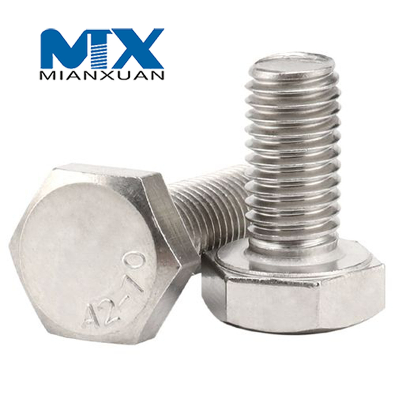 Sujetadores galvanizados de acero al carbono Gr4.8 DIN933 DIN 931 DIN 601 Tuercas de tornillo de cabeza hexagonal de titanio y pernos hexagonales