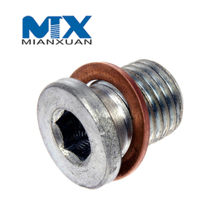 Tapón de drenaje de aceite de tornillo macho con zócalo hexagonal negro de alta resistencia a la tracción