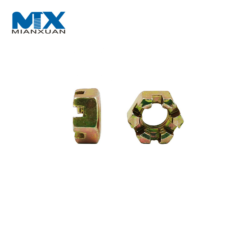 Tuerca de corona de castillo ranurada hexagonal de cabeza hexagonal con cerradura redonda ranurada DIN935 DIN937