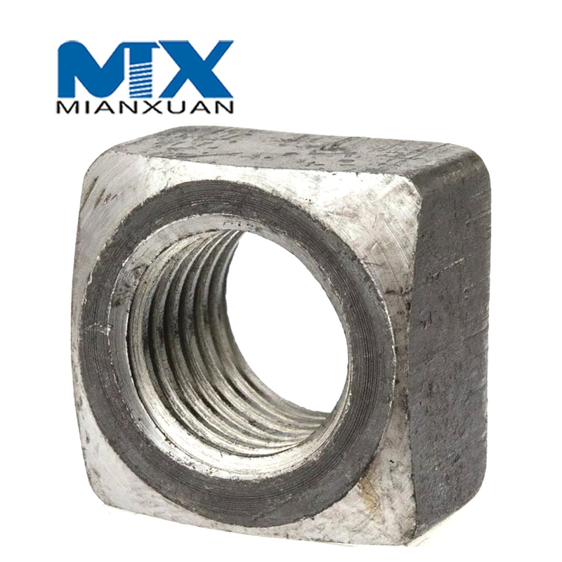 Acero al carbono 4,8 8,8 10,9 12,9 Tuerca cuadrada de acero dulce DIN 562 557 Tuerca cuadrada DIN557 DIN562 M12 M14 M16 M20 HDG Galvanizado en caliente