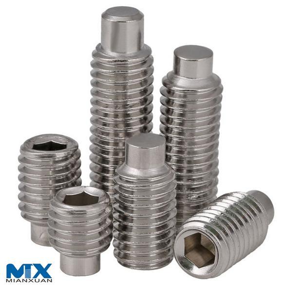 Tornillos de fijación hexagonales de acero inoxidable con punta de perro