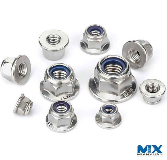 Tuercas hexagonales de tipo par predominante de acero inoxidable con brida y con inserto no metálico