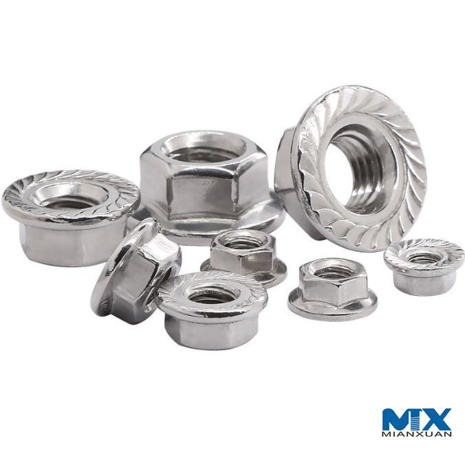 Tuercas hexagonales de acero inoxidable con brida Serie en pulgadas