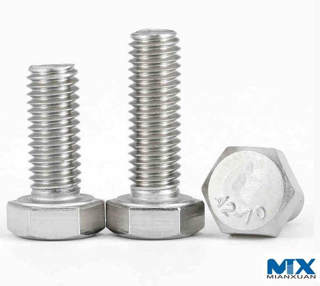 Pernos hexagonales de acero inoxidable con rosca completa