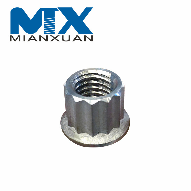Tuercas con reborde hexagonal de aleación de titanio Gr5 de alta resistencia de 12 puntos para motocicleta